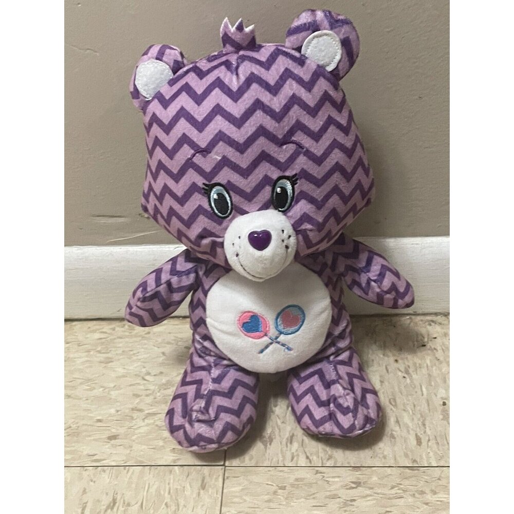 Care Bears KellyToy 2017 Purple Zig Zag Stripe Lollipops Share Bear 14"